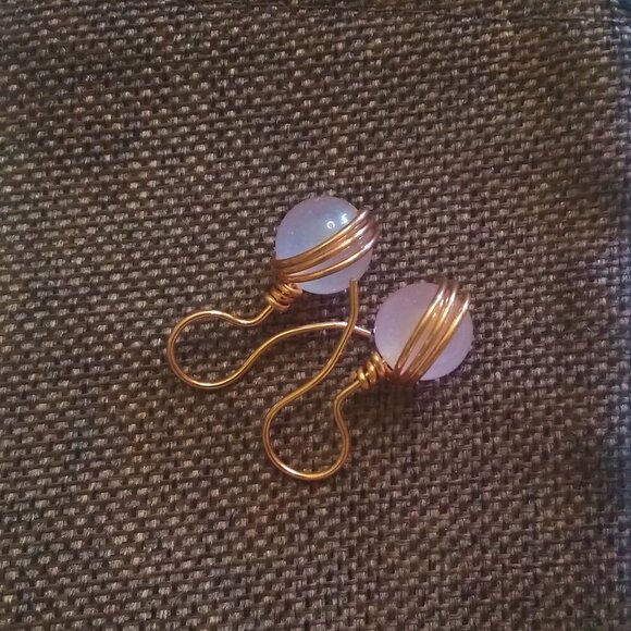 Handmade! Rose Quartz & Copper Dangle Earrings! Classy, Elegant, Trendy & Chic - Picture 4 of 8